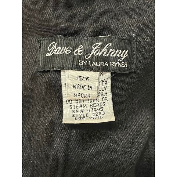 Vintage Dave Johnny Prom Dress Gown Bead Sequin Whimsigoth Black Velvet Sz 15/16 - Picture 10 of 11